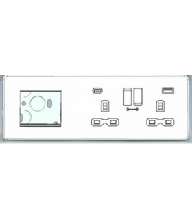 Screwless 13A 2G DP Socket with USB Fastcharge + 2G Modular Combination Plate - Smoked Bronze 230V IP20-2