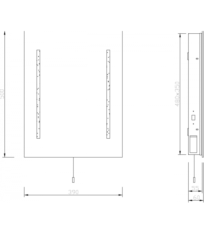 500 x 390mm LED Mirror with Dual Shaver Socket 230V IP44 10W-2