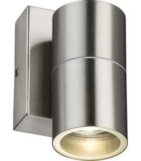 GU10 Fixed Single Wall Light with Photocell Sensor - Brushed Chrome 230V IP54 20W-1