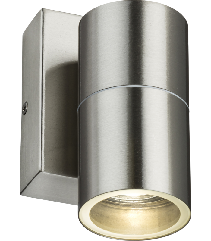 GU10 Fixed Single Wall Light with Photocell Sensor - Brushed Chrome 230V IP54 20W-1