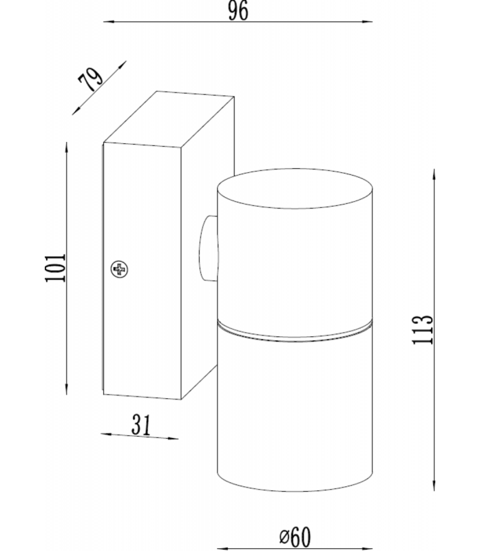 GU10 Fixed Single Wall Light with Photocell Sensor - Brushed Chrome 230V IP54 20W-2
