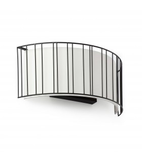 2 Light Indoor Wall Light Black with White Shade, E27 - 1