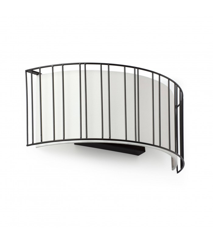 2 Light Indoor Wall Light Black with White Shade, E27 - 1