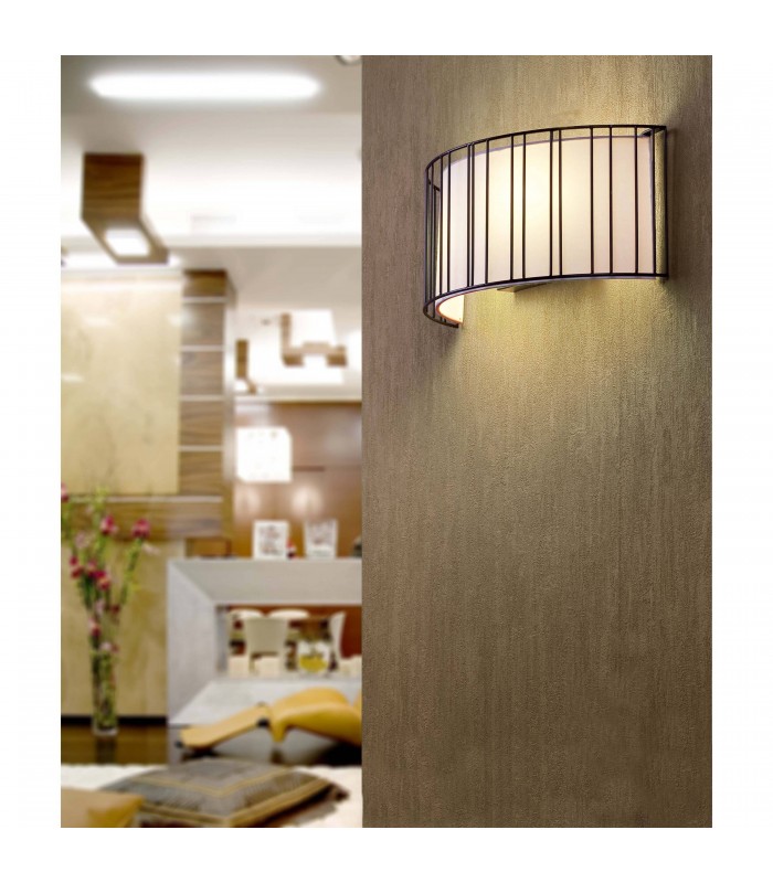 2 Light Indoor Wall Light Black with White Shade, E27 - 2