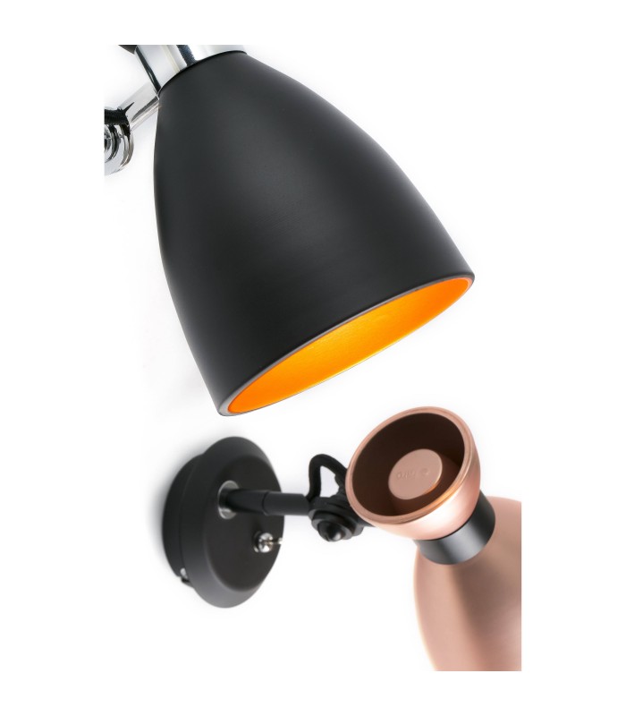 1 Light Indoor Adjustable Wall Lamp Black, Copper, E14 - 2