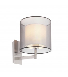 1 Light Indoor Wall Light White, Satin Nickel with Double Shade, E27 - 1