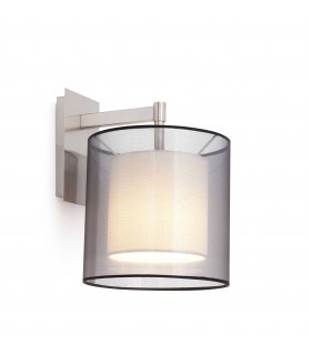 1 Light Indoor Wall Light White, Satin Nickel with Double Shade, E27 - 2