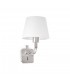1 Light Indoor Wall Lamp Satin Nickel with White Shade, E27 - 1