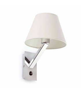 1 Light Indoor Wall Reading Light Chrome with White Shade, E27 - 1