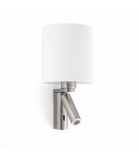 1 Light Indoor Wall Reading Light White, Satin Nickel with Shade, E27 - 1