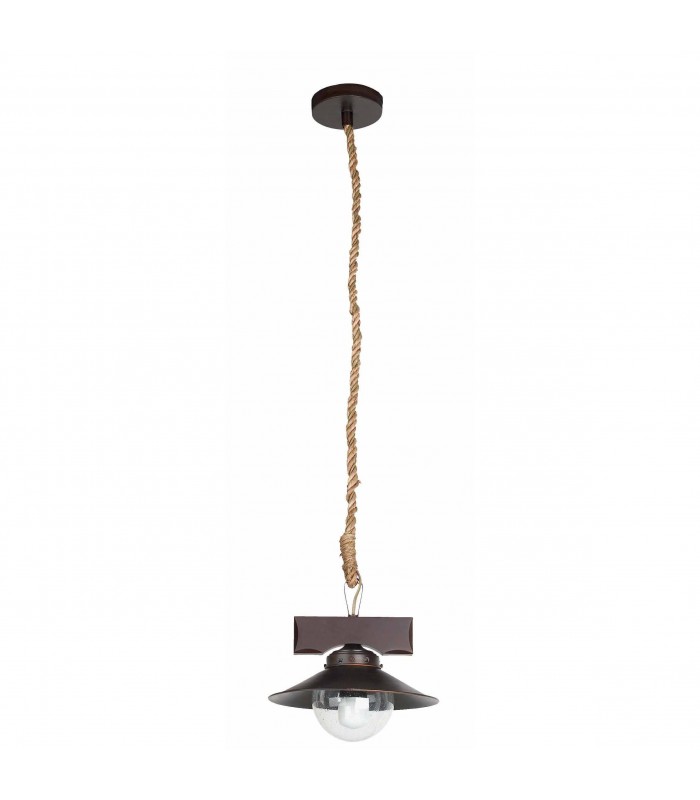 1 Light Dome Ceiling Pendant Dark Brown, Bubble Glass, E27 - 1