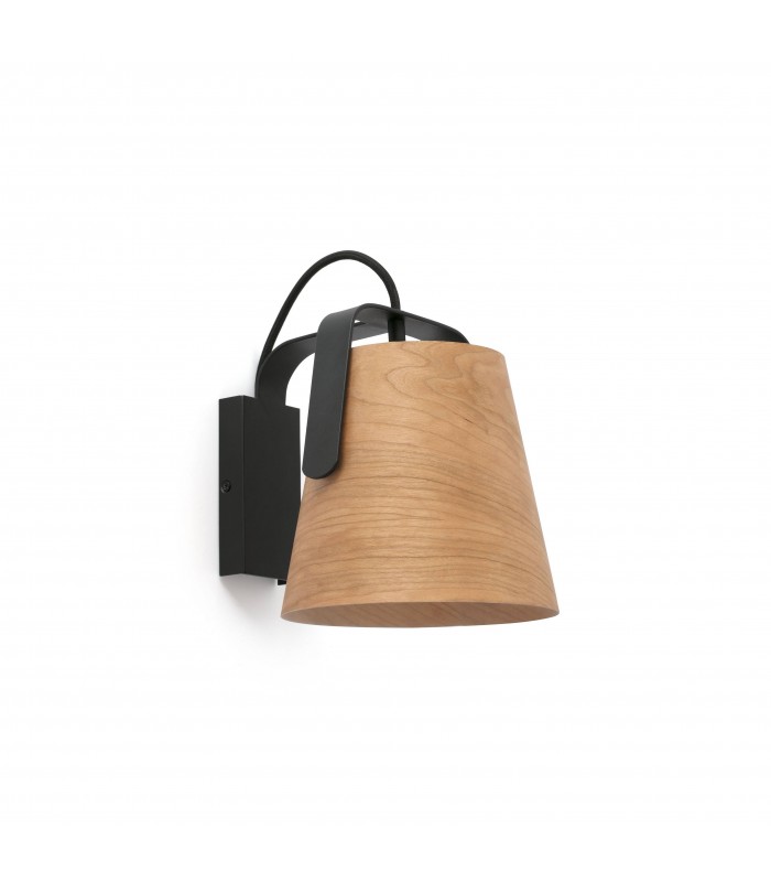 1 Light Indoor Wall Lamp Black, Wood, E27 - 1