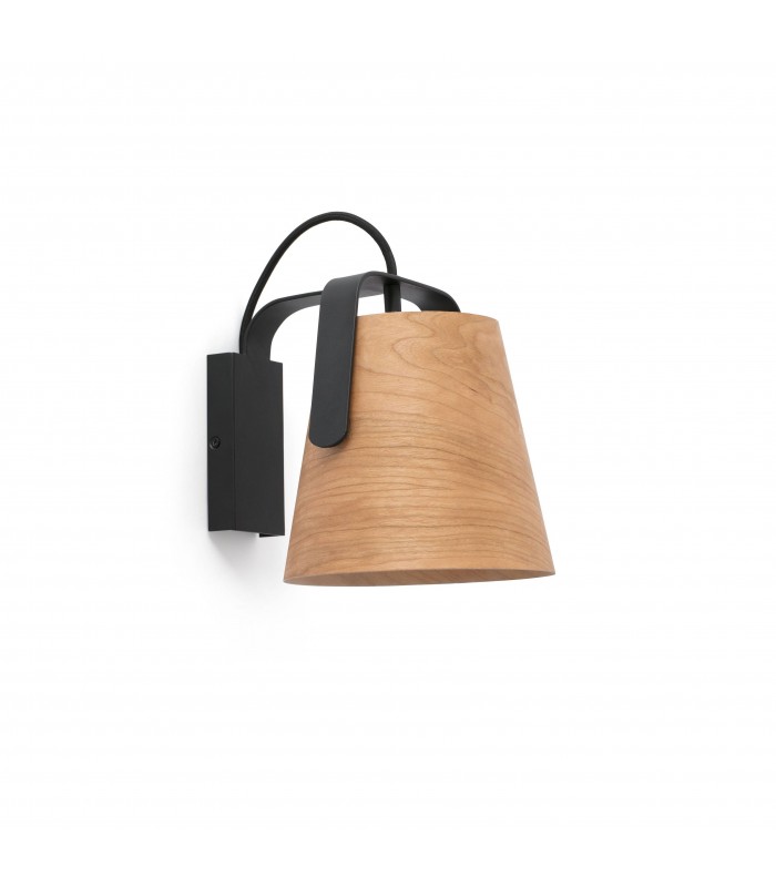 1 Light Indoor Wall Lamp Black, Wood, E27 - 2