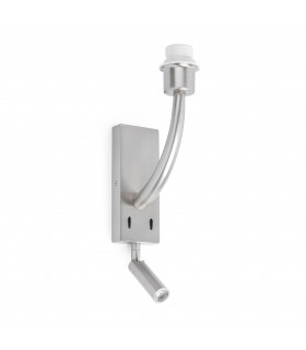 1 Light Indoor Reading Wall Light Satin Nickel - Shade Not Included, E27 - 1