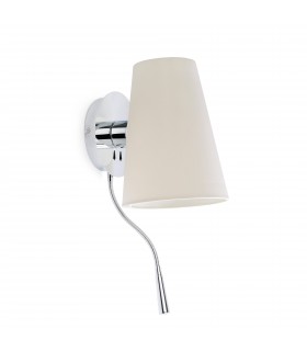 1 Light Indoor Wall Light Chrome, White with Reading Lamp, E27 - 1