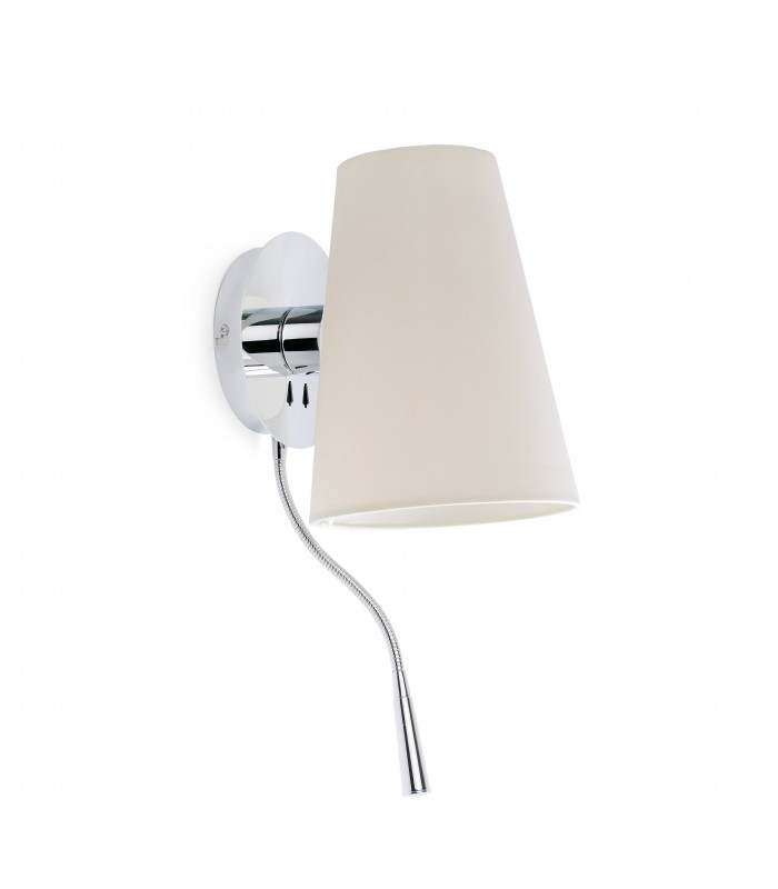 1 Light Indoor Wall Light Chrome, White with Reading Lamp, E27 - 1