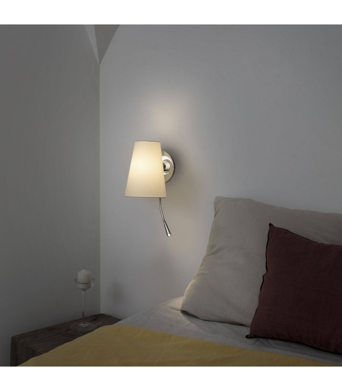 1 Light Indoor Wall Light Chrome, White with Reading Lamp, E27 - 2