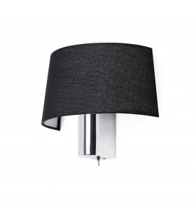 1 Light Indoor Wall Light Chrome with Black Shade, E27 - 1