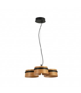 LED 3 Light Dimmable Cluster Pendant Black, Wood - 1