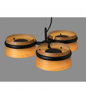 LED 3 Light Dimmable Cluster Pendant Black, Wood - 2