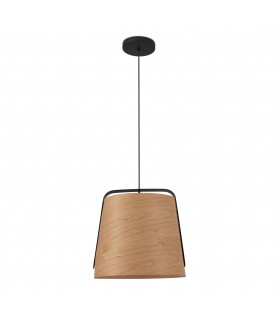 1 Light Dome Ceiling Pendant Black And Cherry Wood, E27 - 1