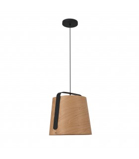1 Light Dome Ceiling Pendant Black And Cherry Wood, E27 - 2