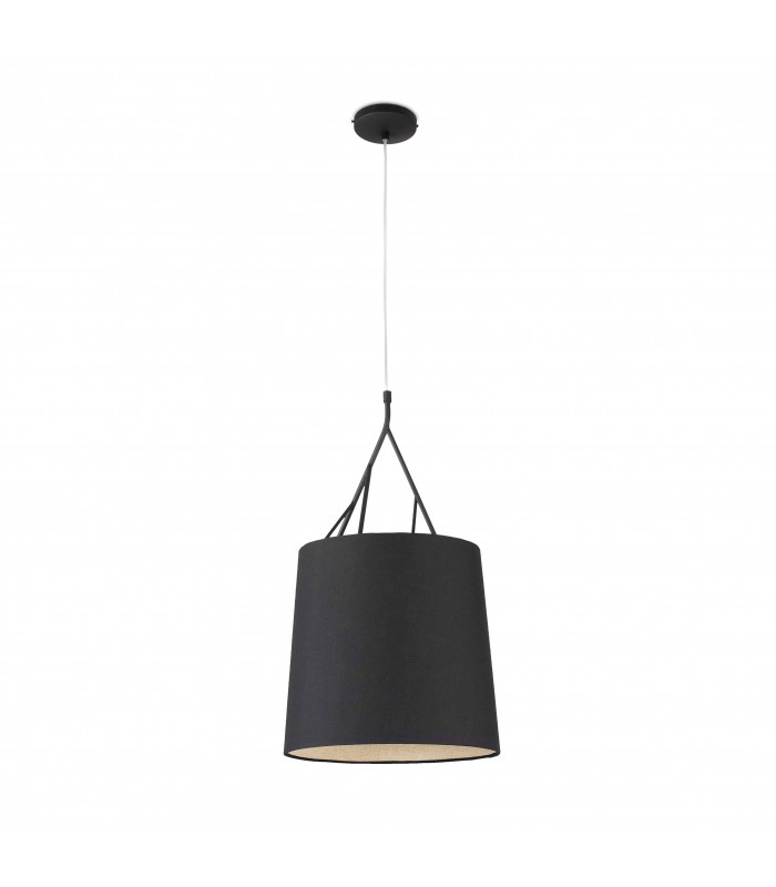 1 Light Ceiling Pendant Black with Shade, E27 - 1