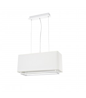 2 Light Ceiling Pendant Bar White, Beige - Rectangle Frame, E27 - 1
