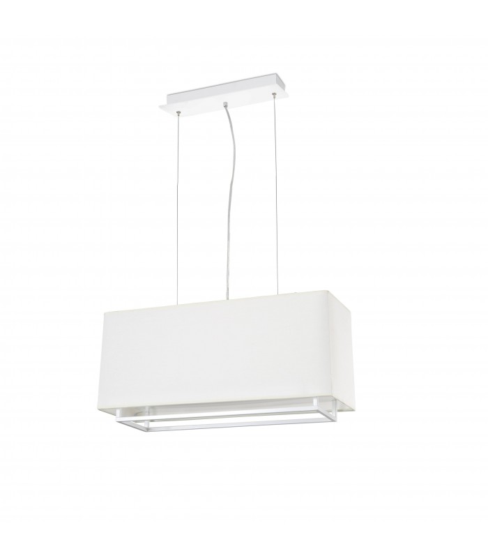 2 Light Ceiling Pendant Bar White, Beige - Rectangle Frame, E27 - 1