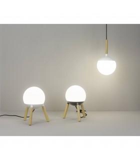 1 Light Globe Ceiling Pendant White, Wood, E27 - 2