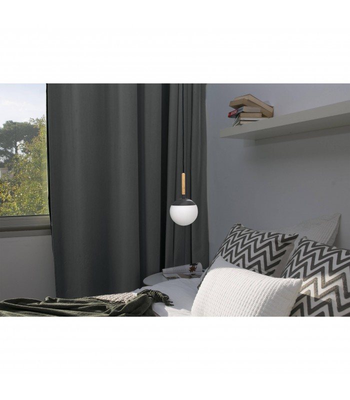 1 Light Globe Ceiling Pendant Wood, Dark Grey, E27 - 2
