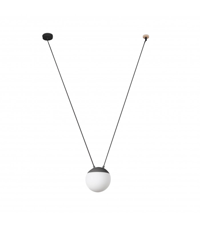 1 Light Ceiling Pendant Wood, Dark Grey, E27 - 1