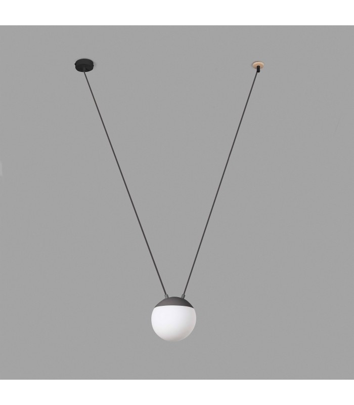 1 Light Ceiling Pendant Wood, Dark Grey, E27 - 2