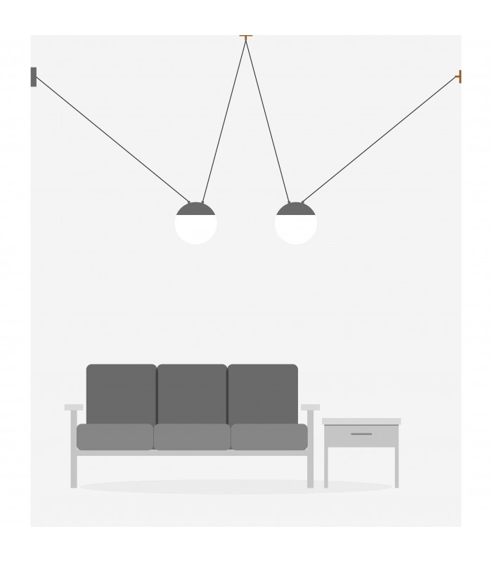 2 Light Ceiling Pendant Wood, Dark Grey, E27 - 2