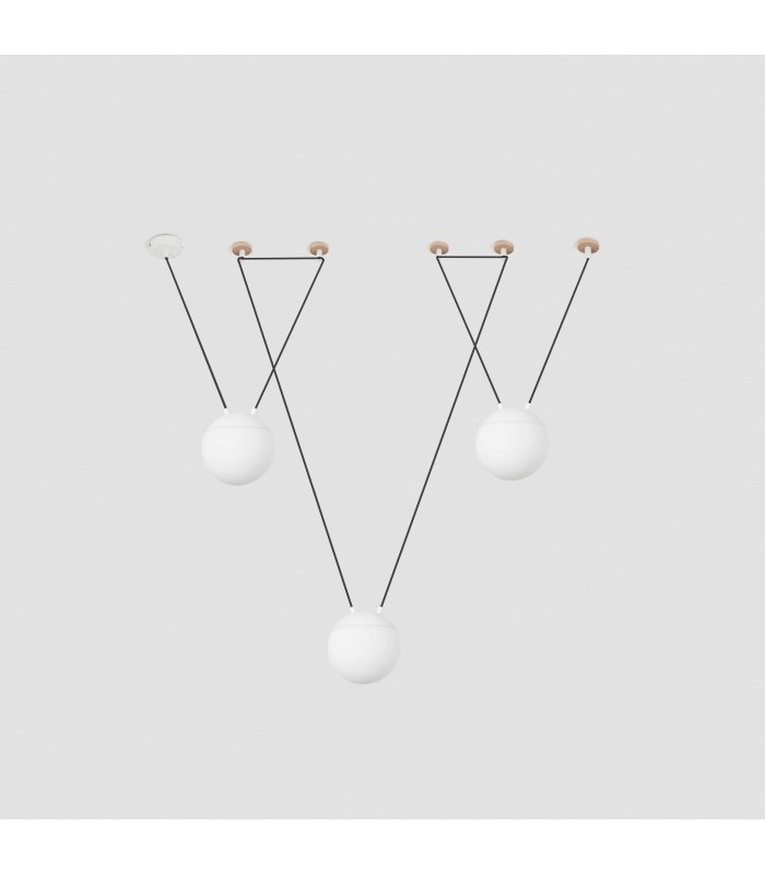 3 Light Ceiling Pendant White, Wood, E27 - 2