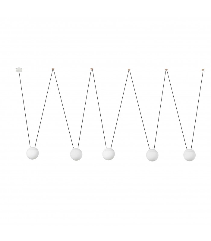 5 Light Ceiling Pendant White, Wood, E27 - 1