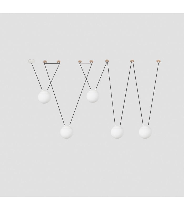 5 Light Ceiling Pendant White, Wood, E27 - 2
