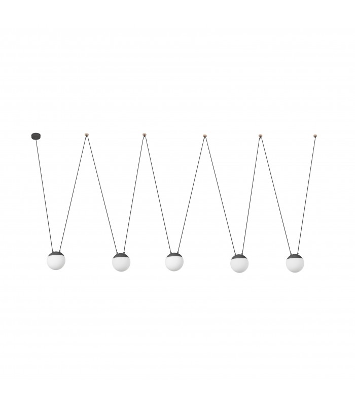 5 Light Ceiling Pendant Wood, Dark Grey, E27 - 1
