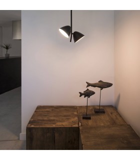 LED 2 Light Adjustable Dome Ceiling Pendant Black - 2