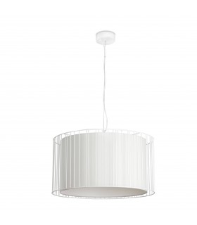 1 Light Round Ceiling Pendant White with Shade, E27 - 1