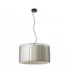 1 Light Ceiling Pendant White, Black with White Shade, E27 - 1