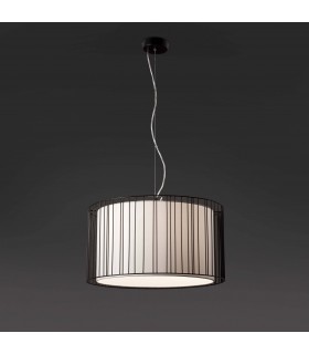 1 Light Ceiling Pendant White, Black with White Shade, E27 - 2