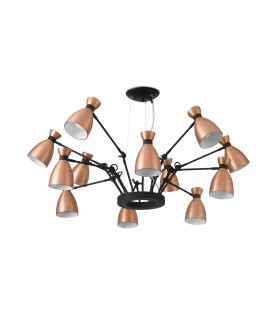 12 Light Multi Arm Ceiling Pendant White, Copper, E14 - 1