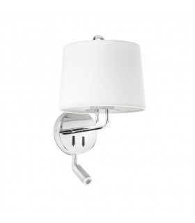 Montreal Chrome White Shade Wall Lamp With Reading Light