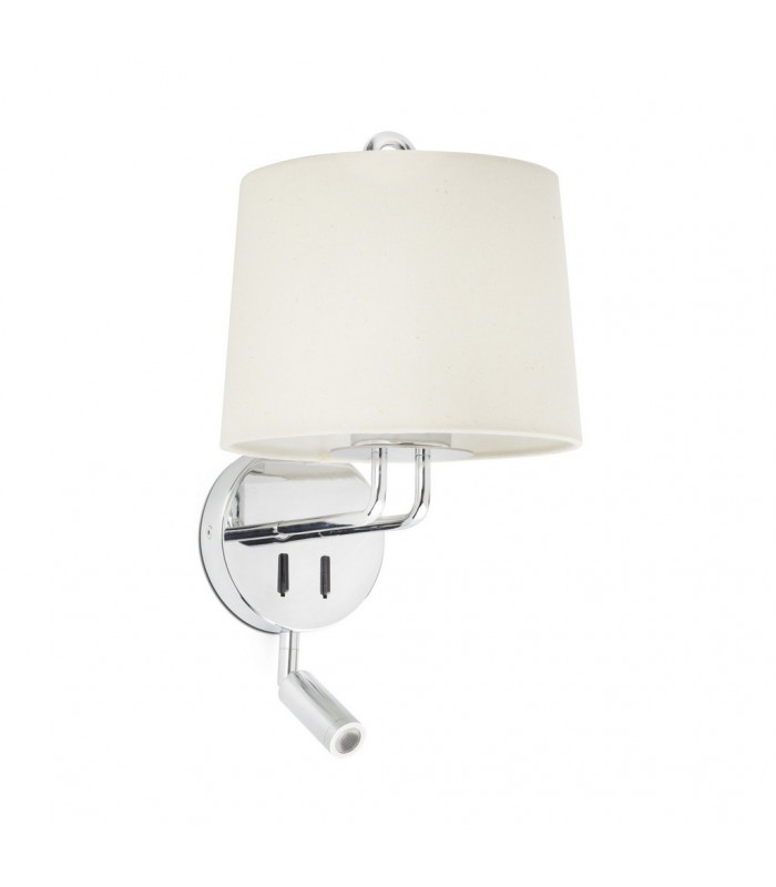Montreal Chrome Beige Shade Wall Lamp With Reading Light