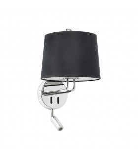 Montreal Chrome Black Shade Wall Lamp With Reading Light