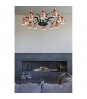 12 Light Multi Arm Ceiling Pendant White, Copper, E14 - 2