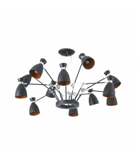 12 Light Multi Arm Ceiling Pendant Black, Gold, E14 - 2