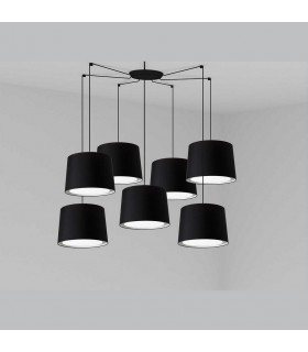 Conga Black Pendant Suspension Pendant Lamp 7 Light