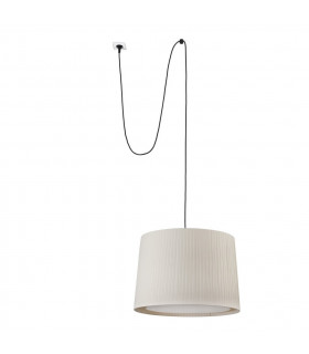 Samba Black Beige Cylindrical Pendant Lamp With Plug